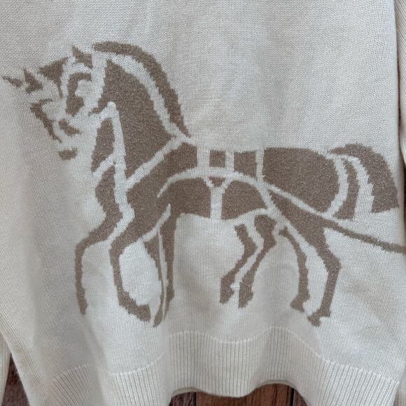 Coach Sweater Turtleneck Horse and Carriage Wool Cashmere Blend Medium Cream - Picture 8 of 10